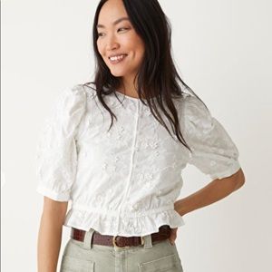 &other stories puff sleeve white flower blouse, size 4